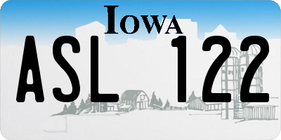 IA license plate ASL122