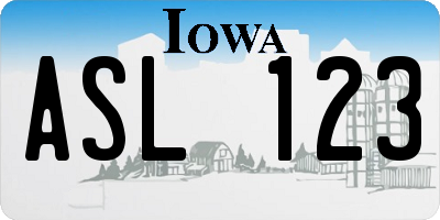 IA license plate ASL123