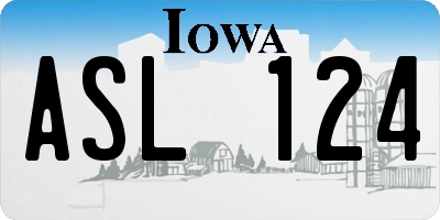IA license plate ASL124