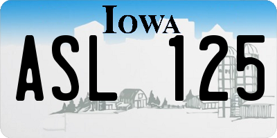 IA license plate ASL125