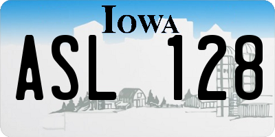 IA license plate ASL128