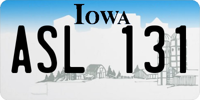 IA license plate ASL131