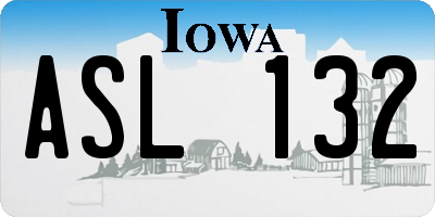 IA license plate ASL132