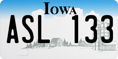 IA license plate ASL133