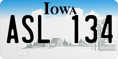 IA license plate ASL134
