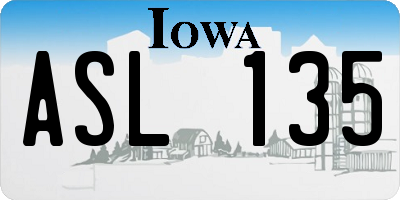 IA license plate ASL135