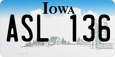 IA license plate ASL136