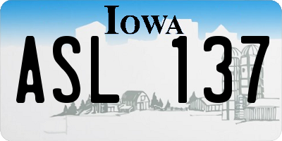 IA license plate ASL137