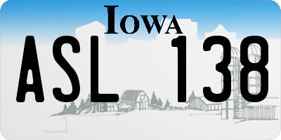 IA license plate ASL138