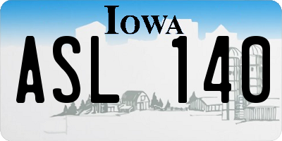IA license plate ASL140