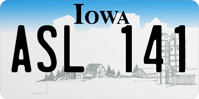 IA license plate ASL141