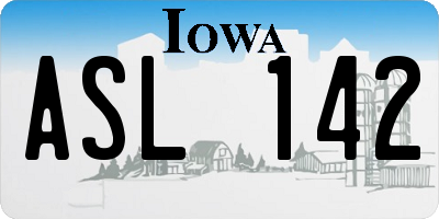 IA license plate ASL142