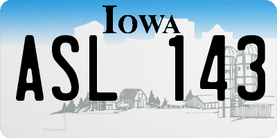 IA license plate ASL143