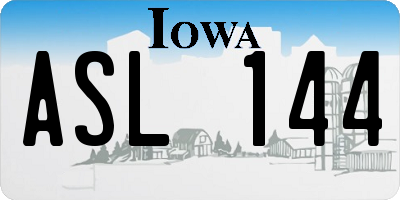 IA license plate ASL144