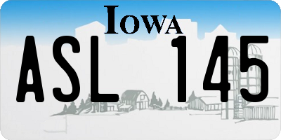 IA license plate ASL145