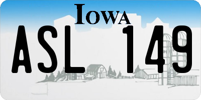 IA license plate ASL149