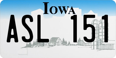 IA license plate ASL151