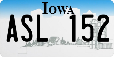 IA license plate ASL152