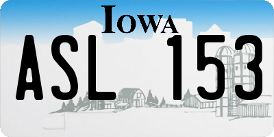 IA license plate ASL153