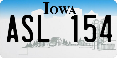 IA license plate ASL154