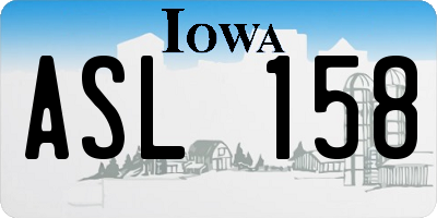 IA license plate ASL158