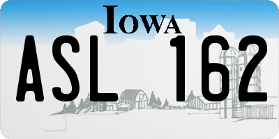 IA license plate ASL162