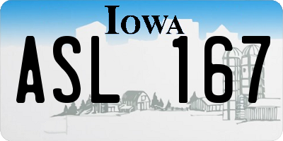 IA license plate ASL167