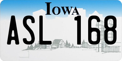 IA license plate ASL168