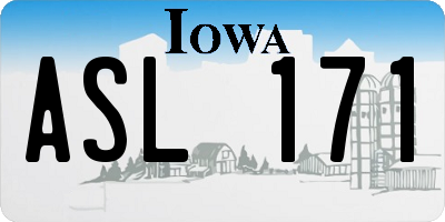 IA license plate ASL171