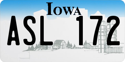 IA license plate ASL172