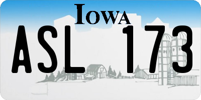 IA license plate ASL173