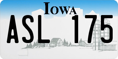 IA license plate ASL175