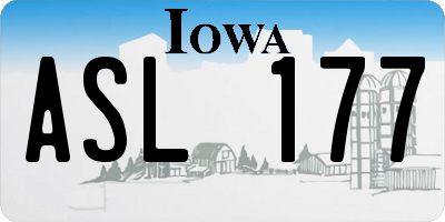 IA license plate ASL177