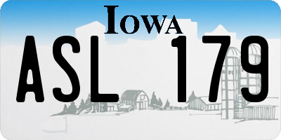 IA license plate ASL179