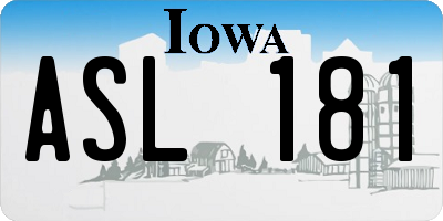 IA license plate ASL181