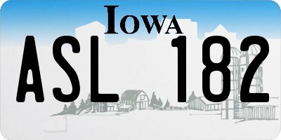 IA license plate ASL182