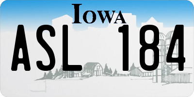 IA license plate ASL184