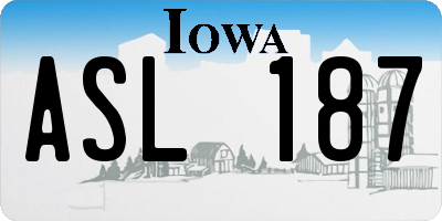 IA license plate ASL187
