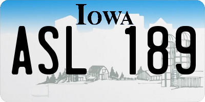 IA license plate ASL189