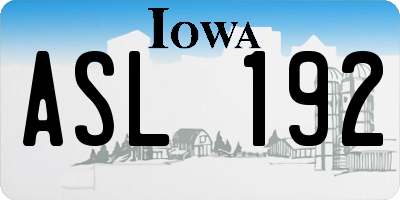 IA license plate ASL192