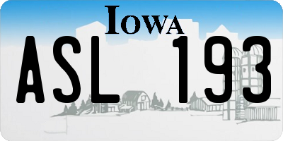IA license plate ASL193