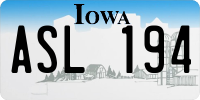 IA license plate ASL194