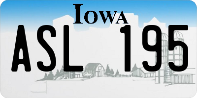 IA license plate ASL195