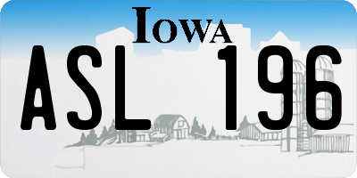 IA license plate ASL196
