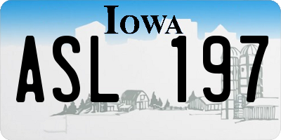 IA license plate ASL197