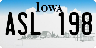 IA license plate ASL198