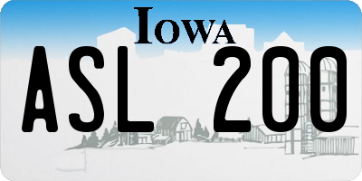 IA license plate ASL200