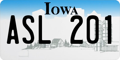 IA license plate ASL201