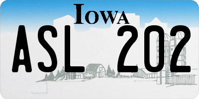 IA license plate ASL202