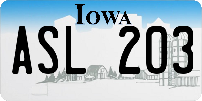 IA license plate ASL203